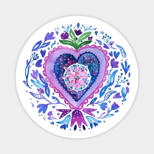 Mexican milagrito heart folk flowers Magnet